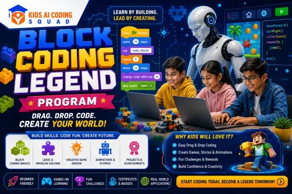 Block Coding Legend Program for Kids Age 6 to 12